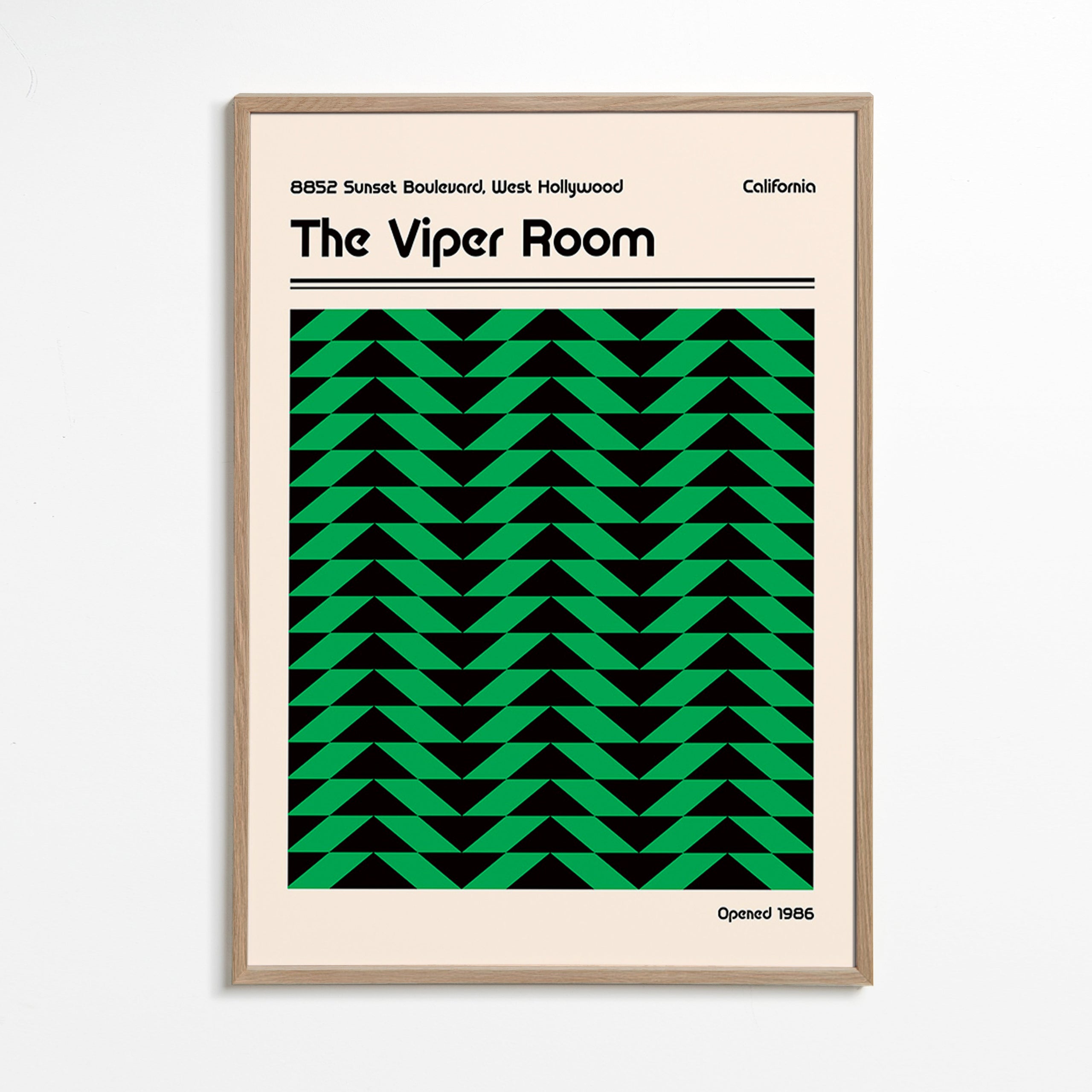 Vintage poster met groen geometrisch patroon – Oak Frame