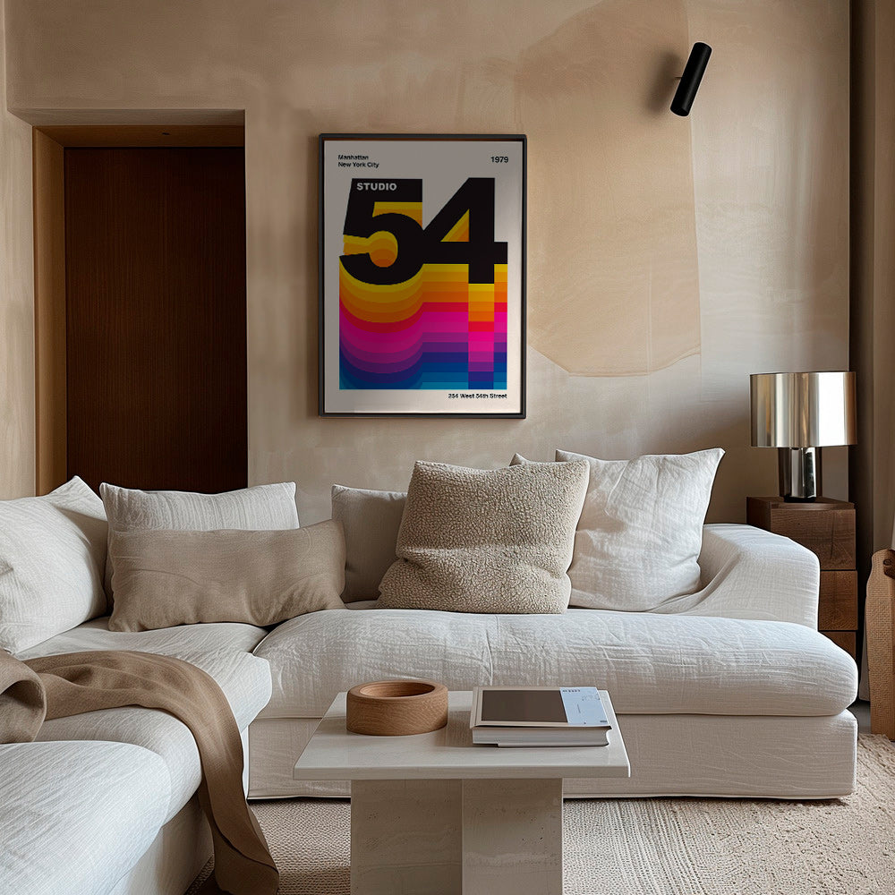 Cuadro vintage Studio 54 con ondas de color – Canvas1