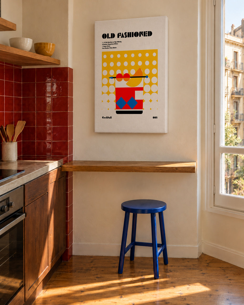 Old Fashioned Bauhaus Cocktail - Unframed canvas in an interior