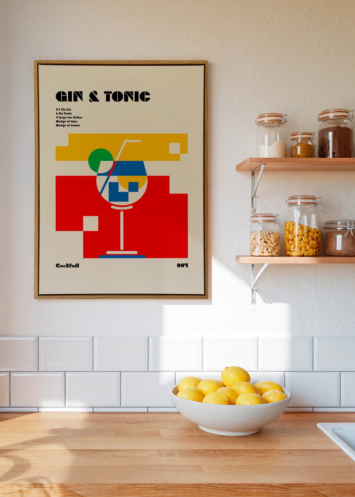 Gin a Tonic Bauhaus Cocktail - Framed canvas in an interior