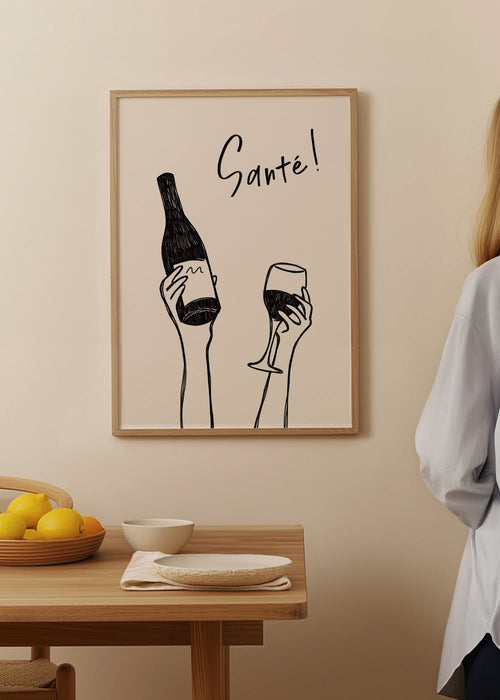 Keuken kunst met wijnfles en glas – Product1