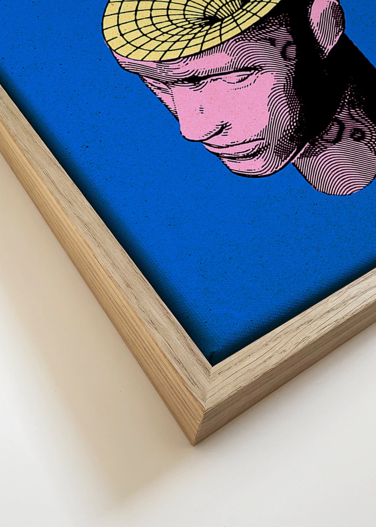 Surrealistische illustratie van hoofd met planeten – Canvas detail