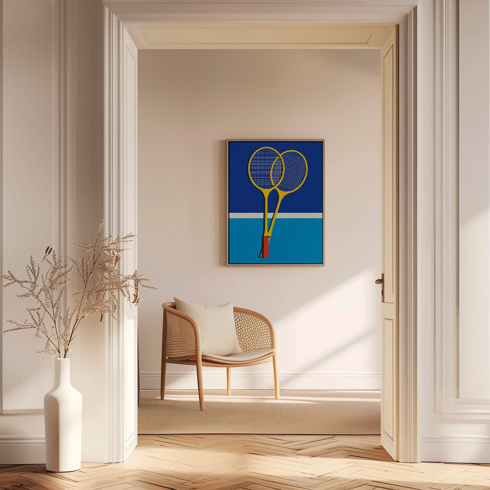 Cuadro deportivo de raquetas de bádminton amarillas – Canvas2