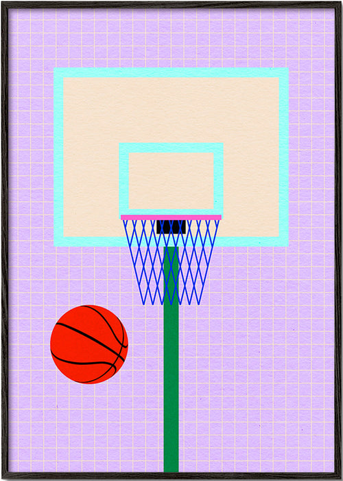 Sportkunst basketillustratie met ring – Black Frame