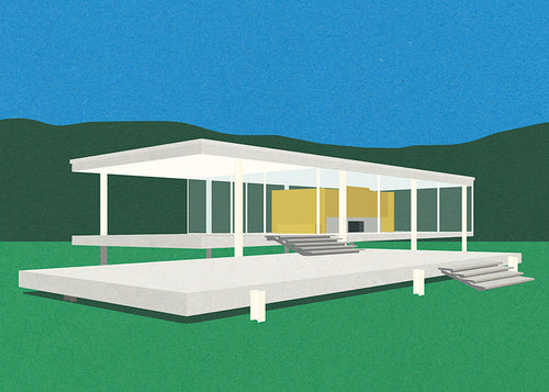 Architecturale illustratie van modern minimalistisch huis