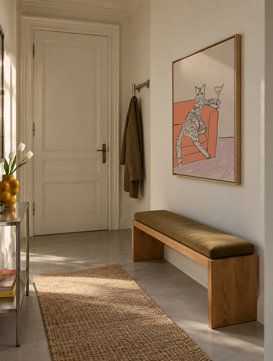 Cat cocktail time - Framed canvas in an interior