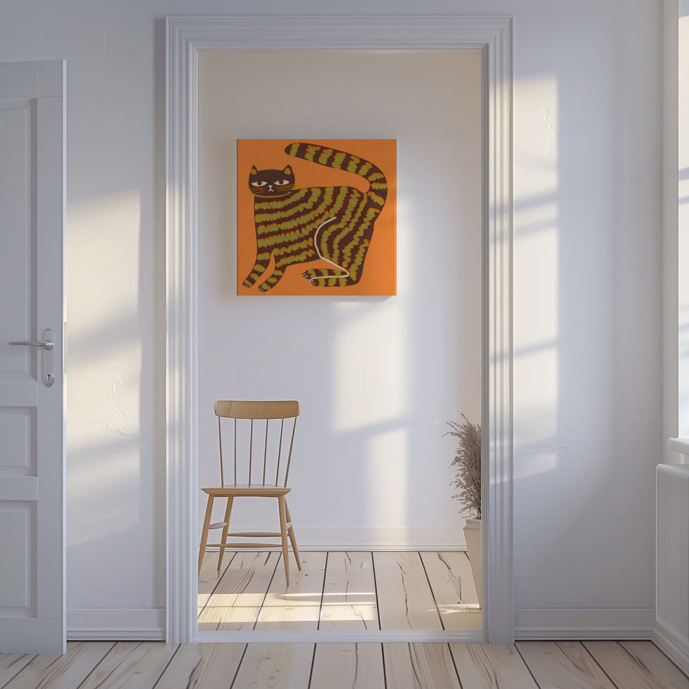 Cat with stripes - Unframed canvas in an interior
