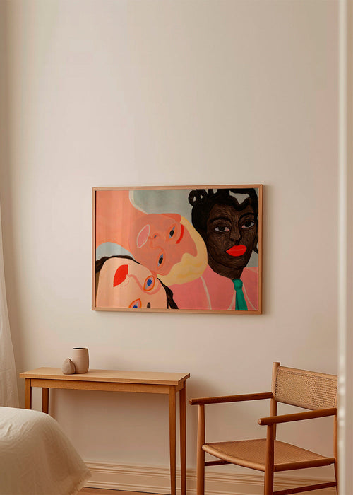 Illustratie met drie kleurrijke gezichten – Product1