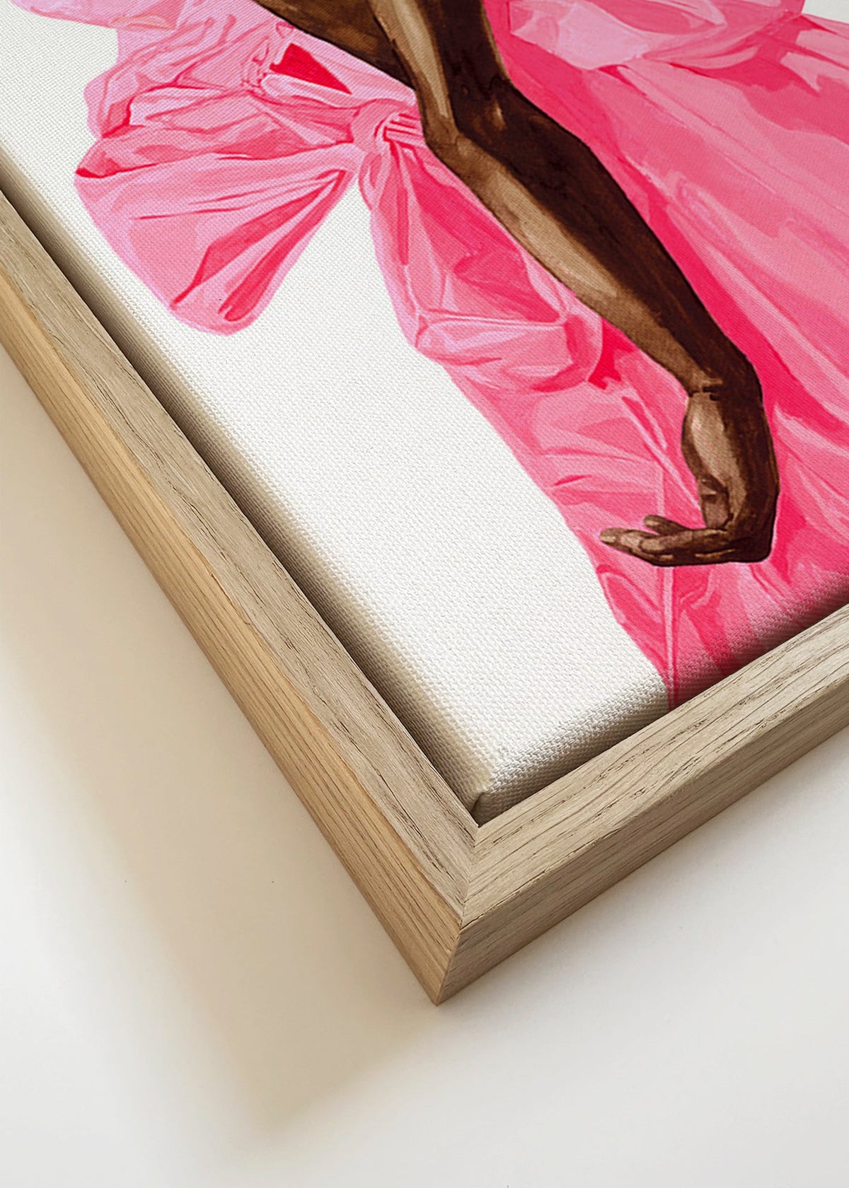 Illustratie figuur in roze jurk – Canvas detail