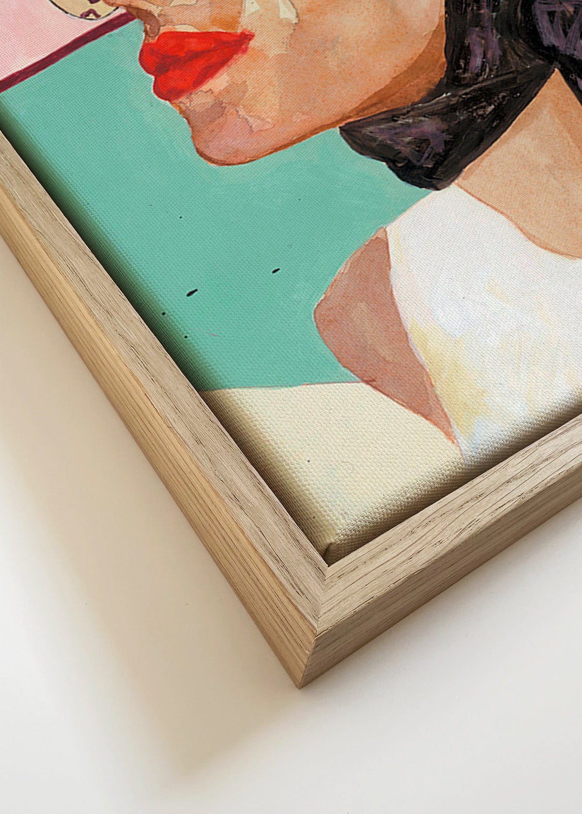 Illustratie vrouw met vintage zonnebril – Canvas detail