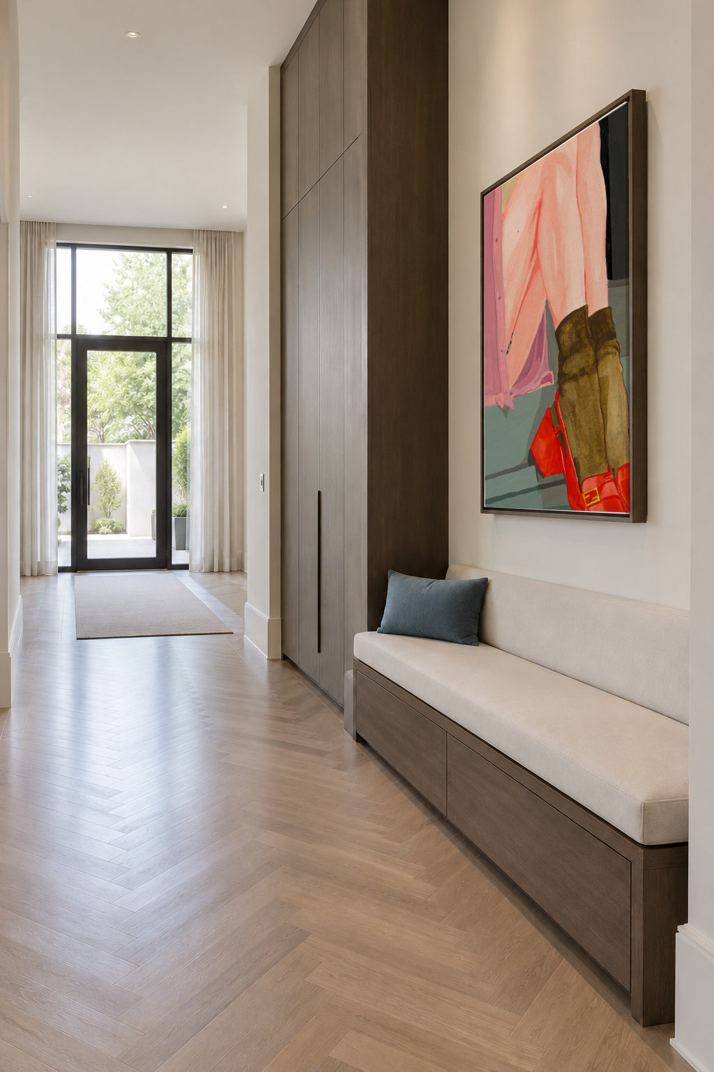 The Waiting Girl - Framed canvas in an interior