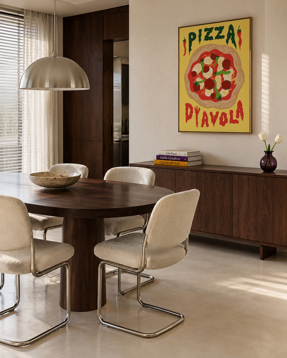 Pizza Diavola - Framed canvas in an interior