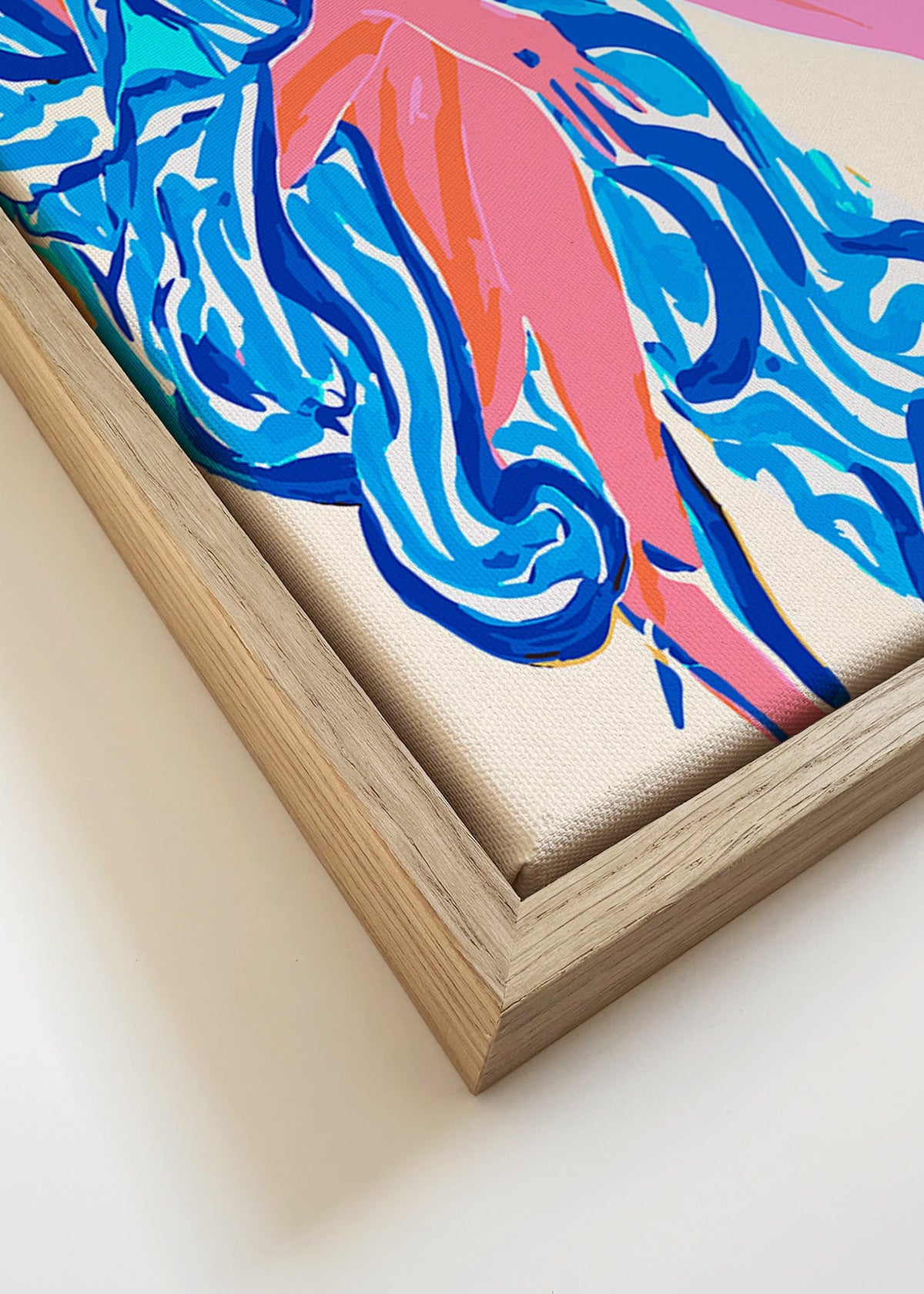Illustratie vrouw in patroonachtige robe – Canvas detail