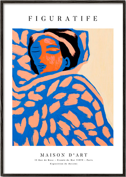 Figuratieve illustratie vrouw in patroon – Black Frame