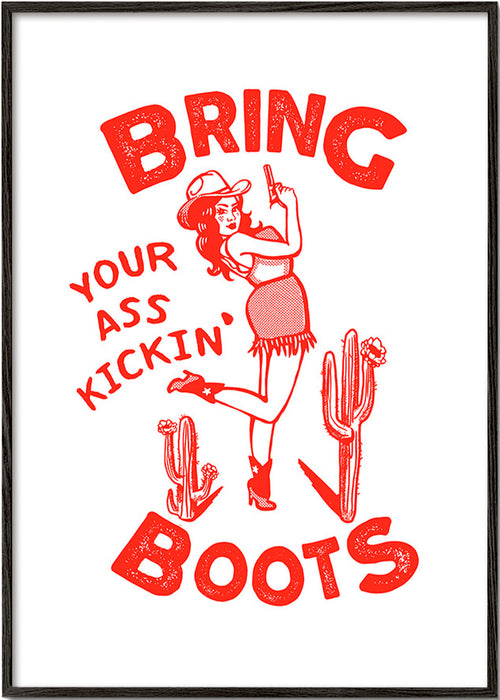 Cowgirl-illustratie met grappige tekst – Black Frame