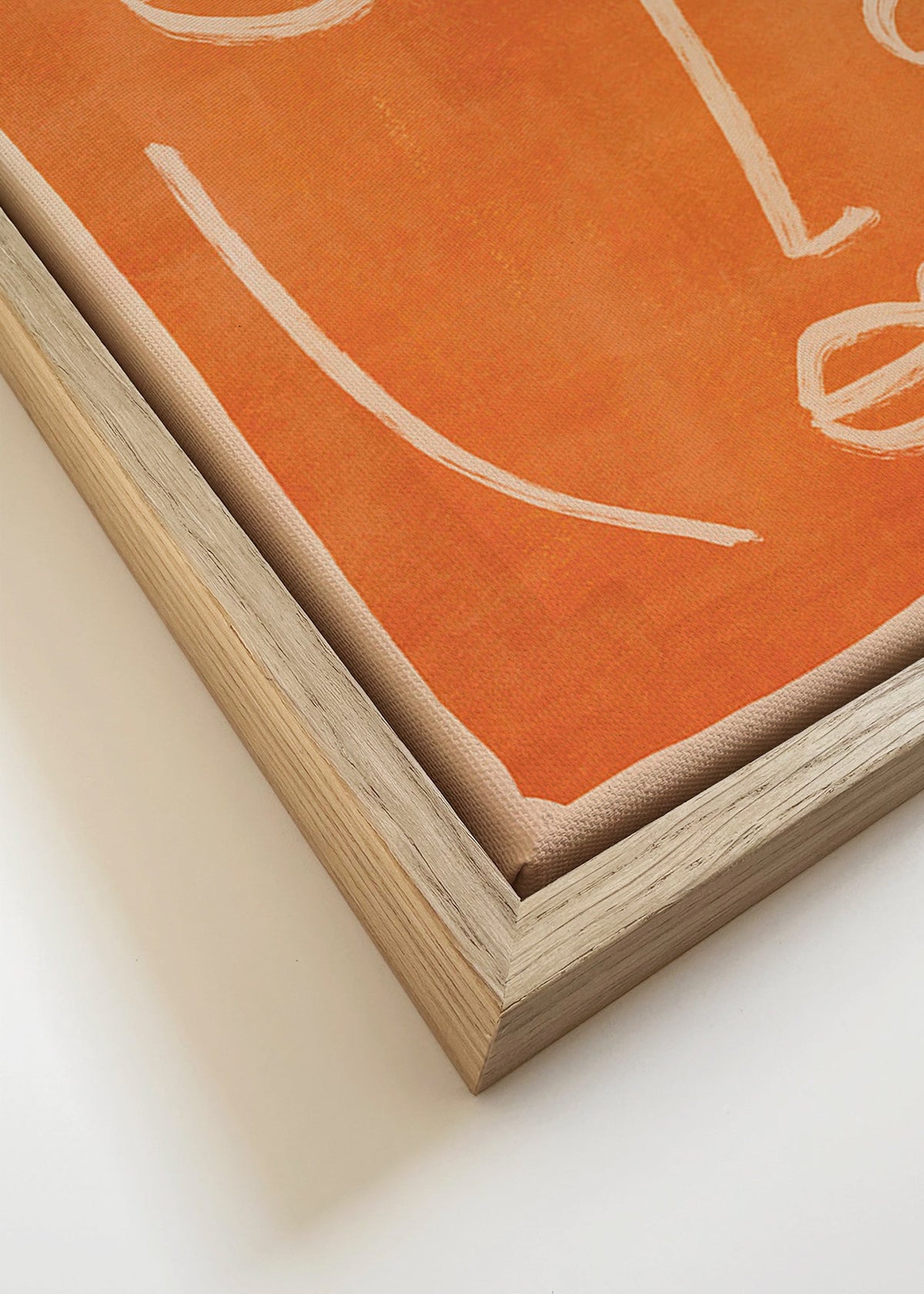Abstract kunst lineair gezicht oranje – Canvas detail
