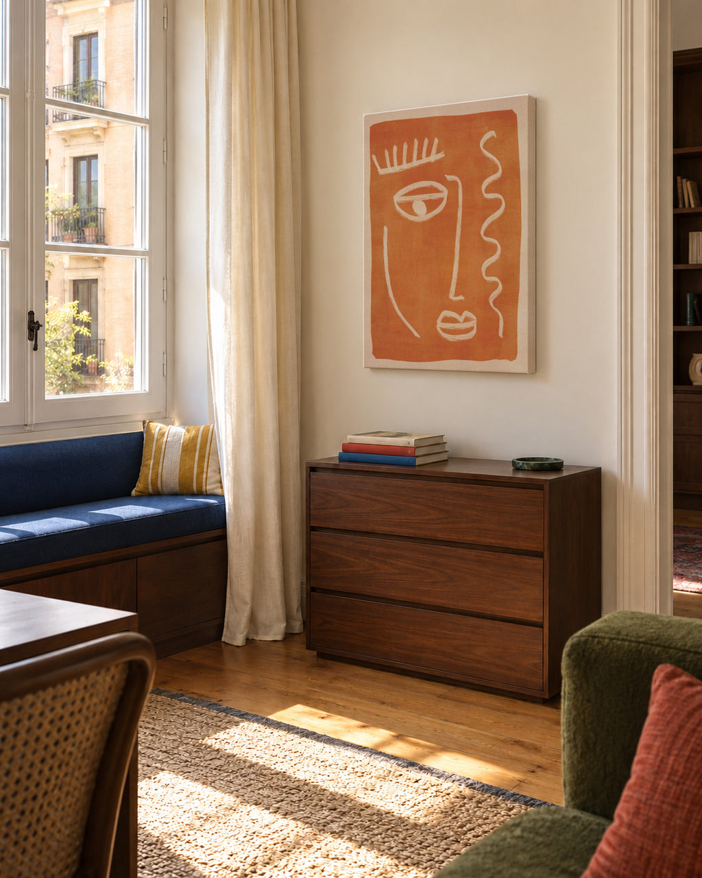Abstract Face Portrait - Unframed canvas in an interior