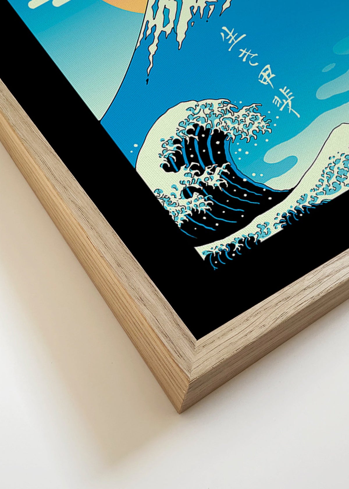 Japanse Mount Fuji-illustratie met iconische golf – Canvas detail