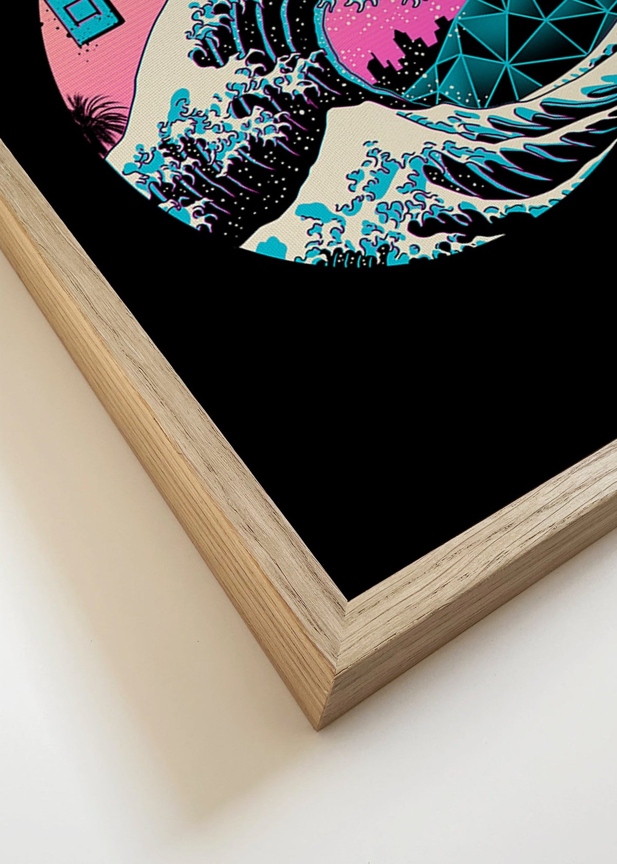 Retro golfillustratie met roze zon – Canvas detail