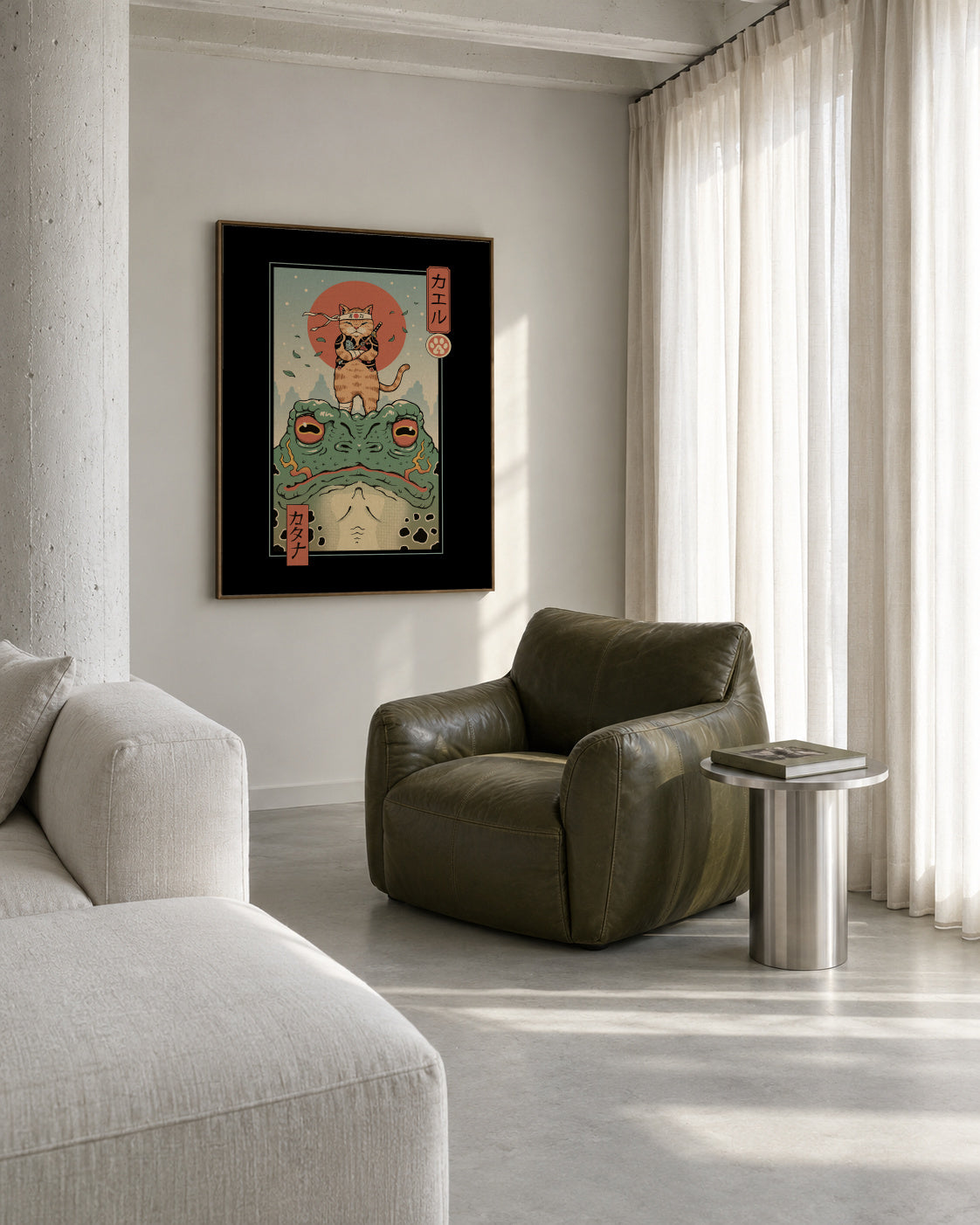 Catana and the Big Frog By Vincent Trinidad Art - Framed canvas in an interior