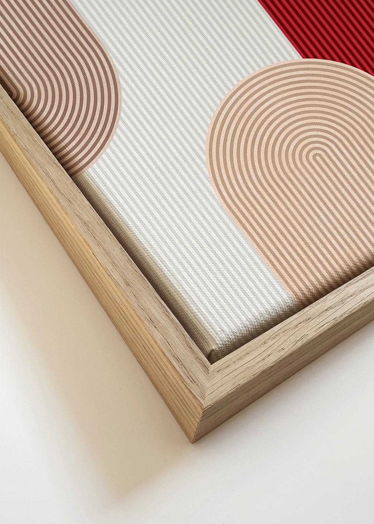 Geometrische poster met rode en beige bogen – Canvas detail