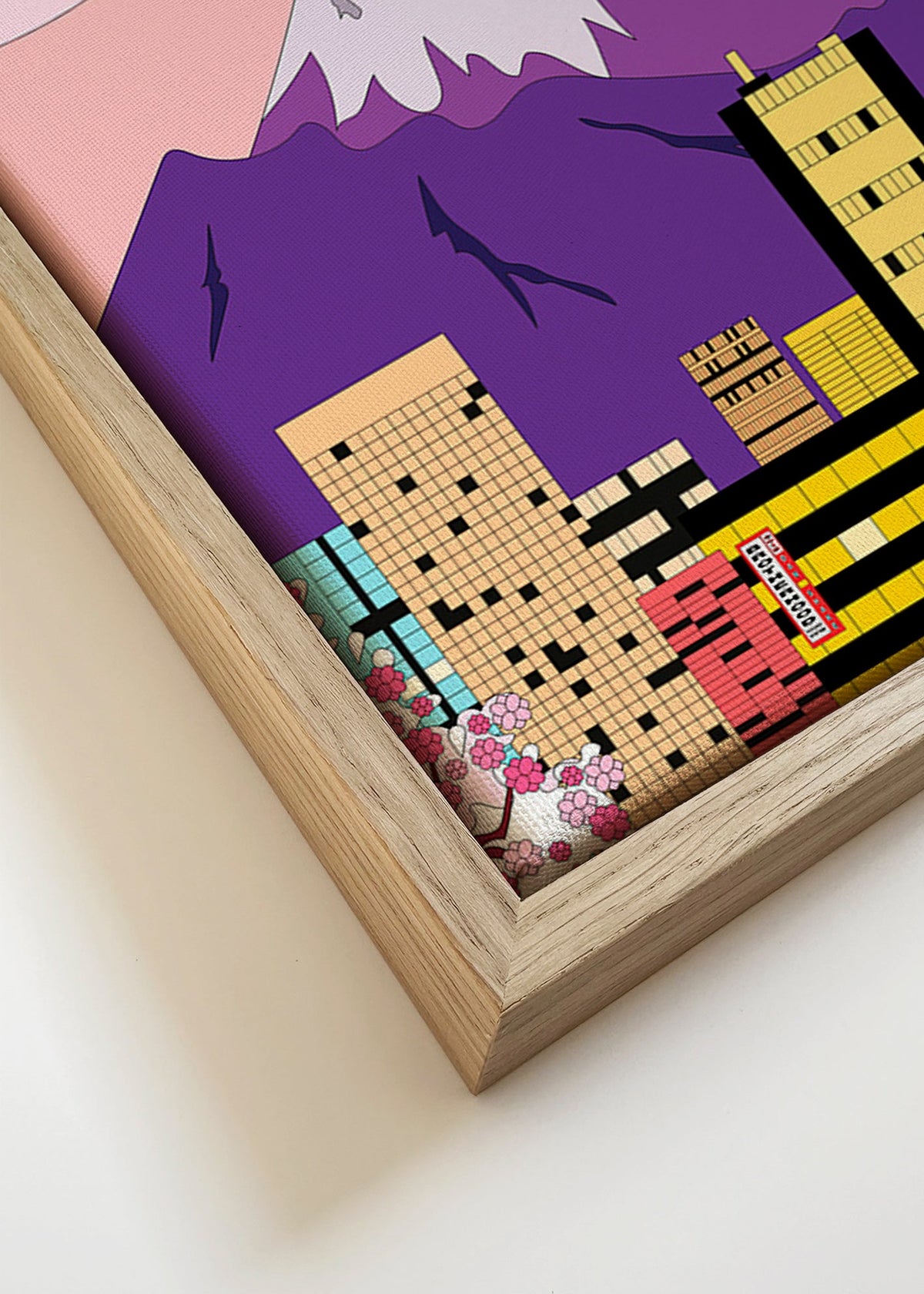 Stadsposter Tokio met Fuji en kersenbloesem – Canvas detail