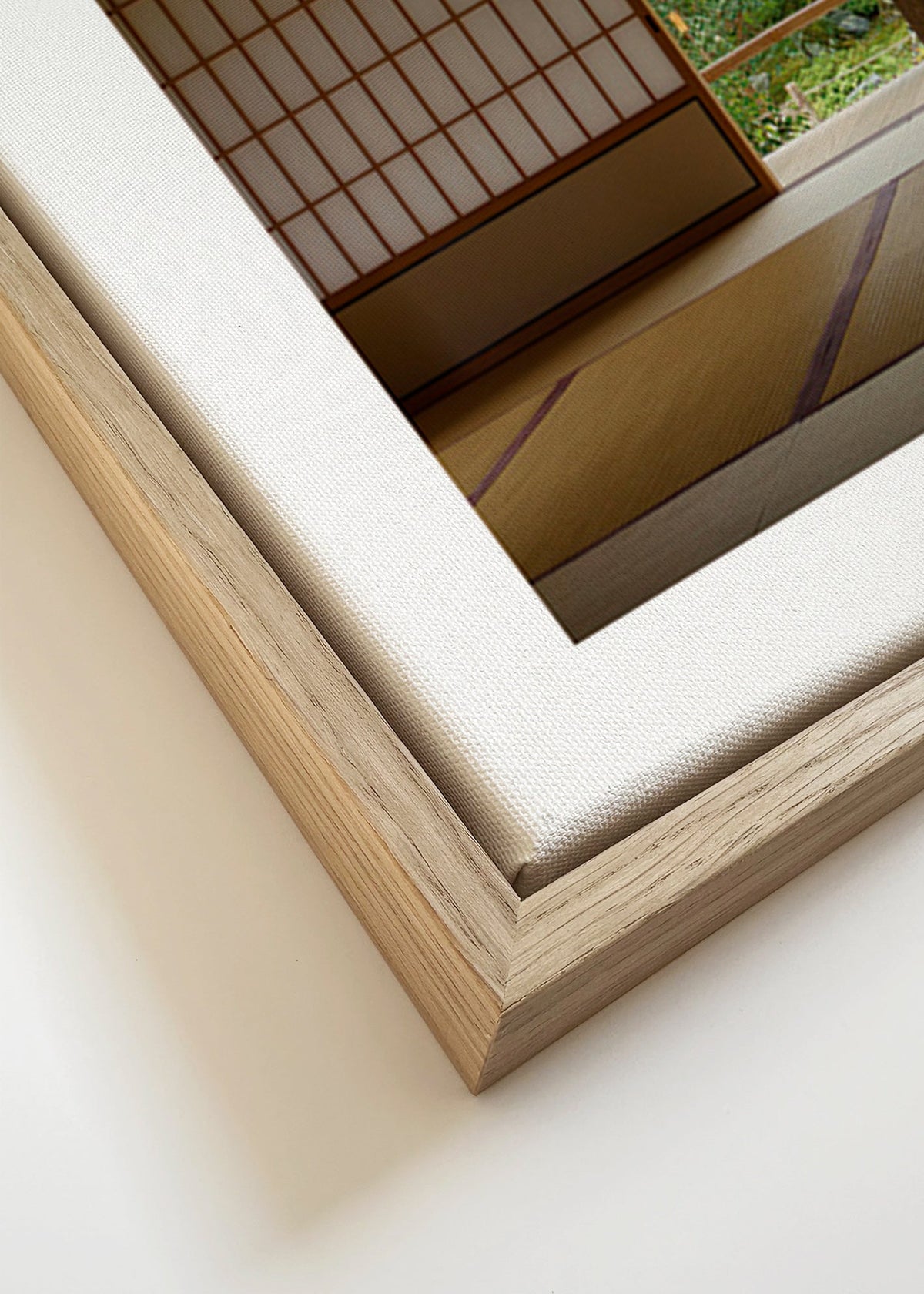 Rustgevend design met uitzicht op Japanse tuin binnen – Canvas detail