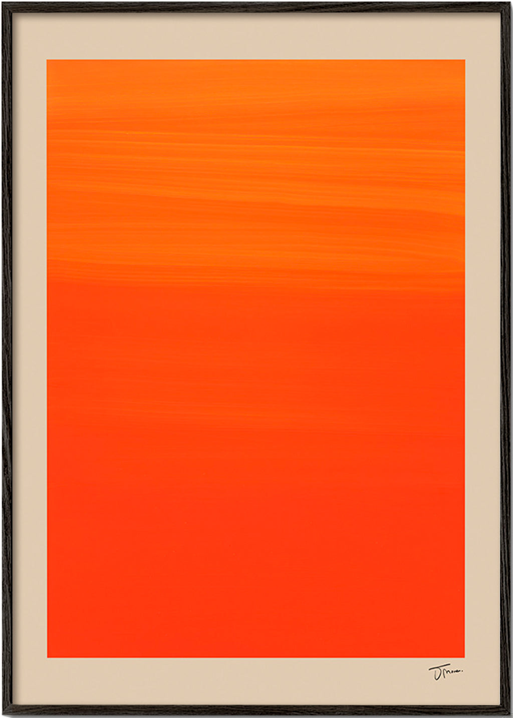 Abstract oranje horizon kunstwerk – Black Frame