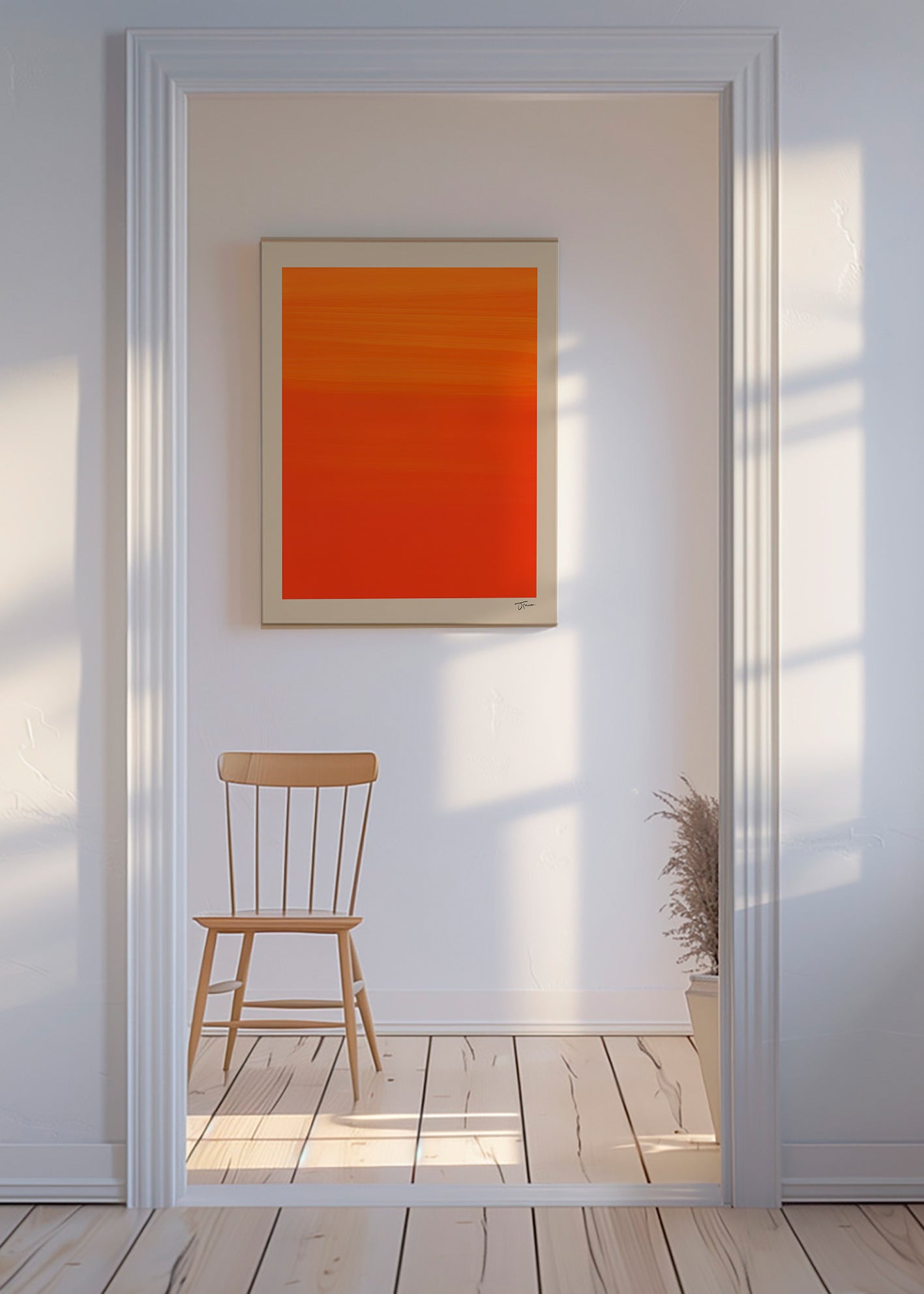 Abstract oranje horizon kunstwerk – Canvas