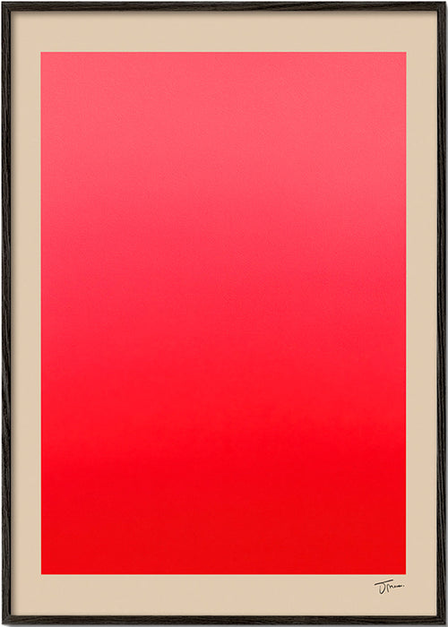 Abstract kunstwerk rood verloop met handtekening – Black Frame
