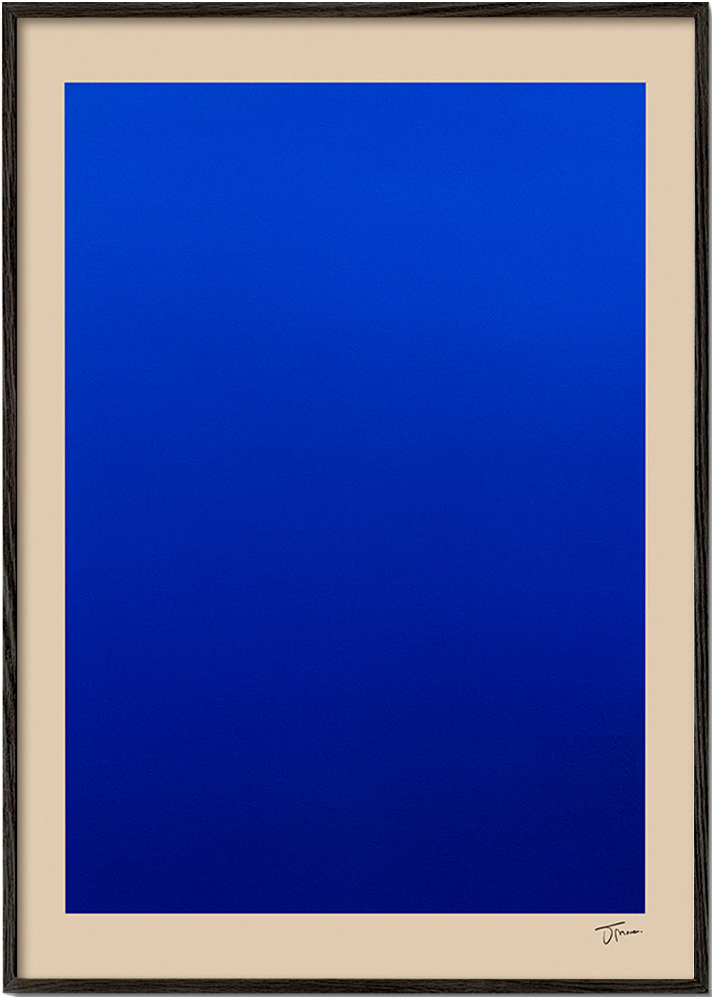 Abstract kunst blauw vlak met beige rand – Black Frame