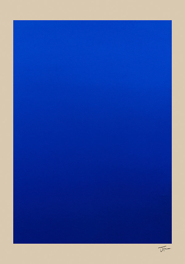 Abstract kunst blauw vlak met beige rand