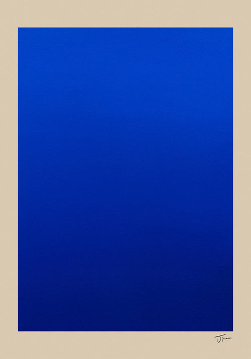 Abstract kunst blauw vlak met beige rand