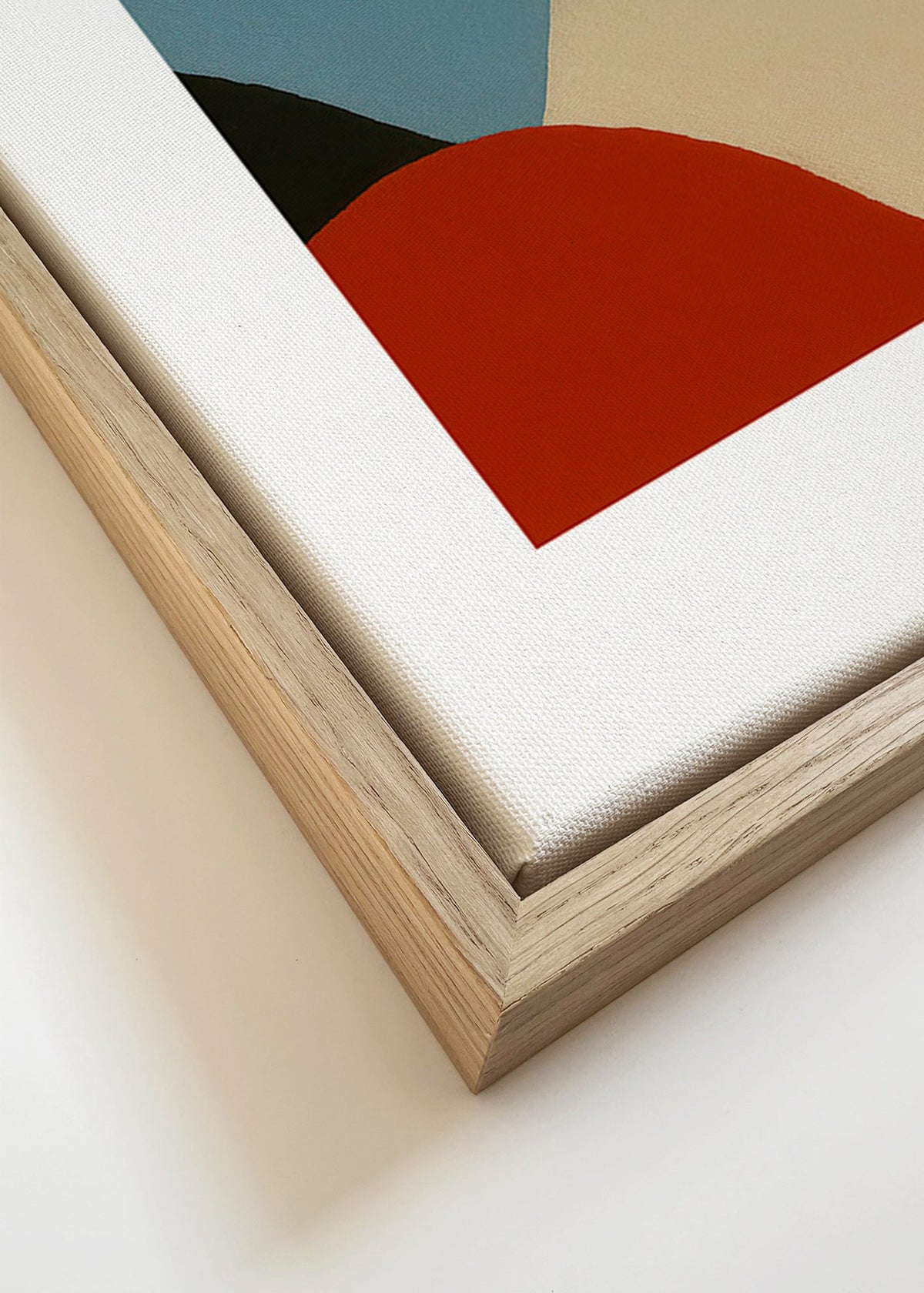 Abstract kunstwerk met organische terracotta en blauwe vormen – Canvas detail
