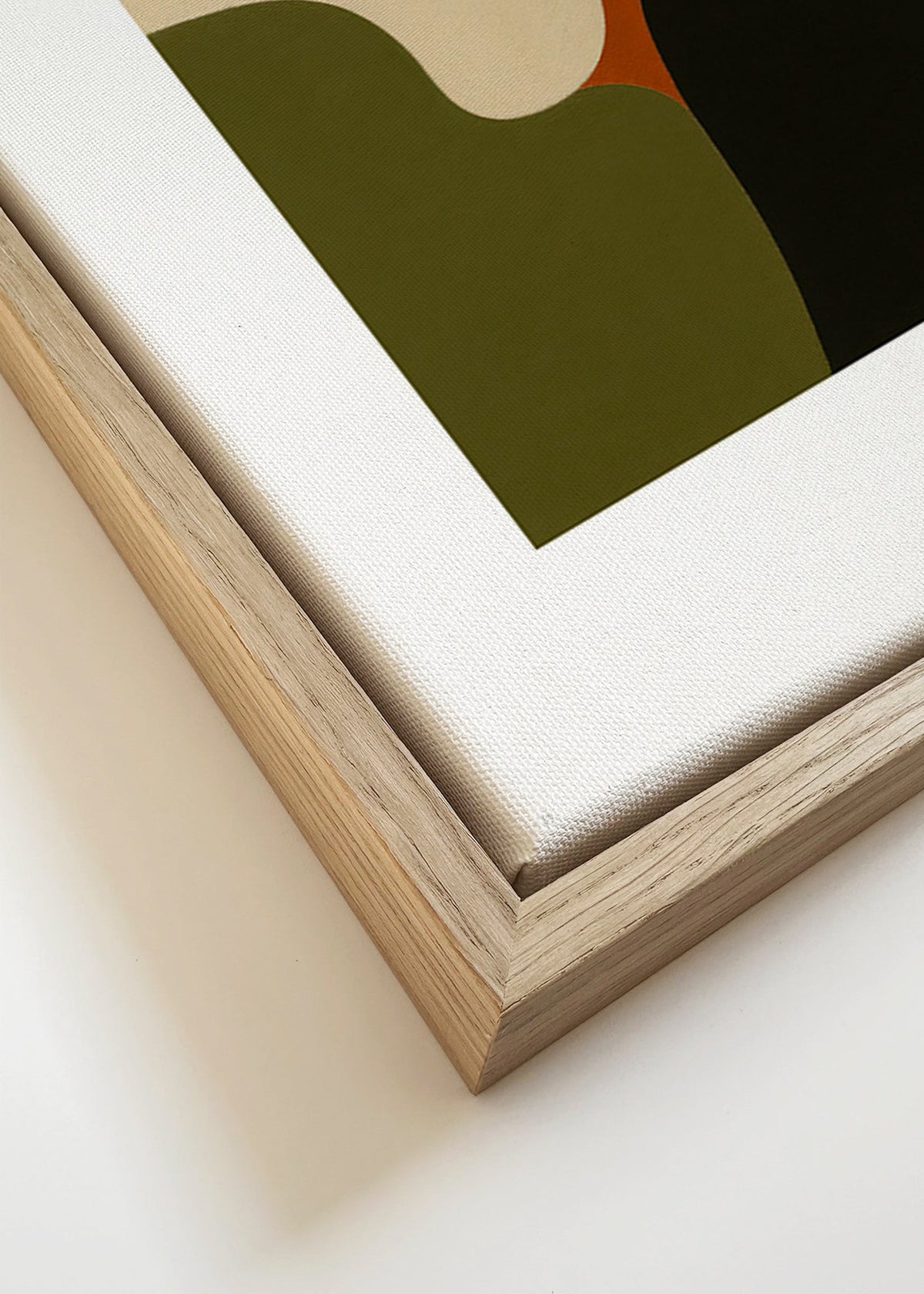 Minimalistische print met olijfvormen – Canvas detail