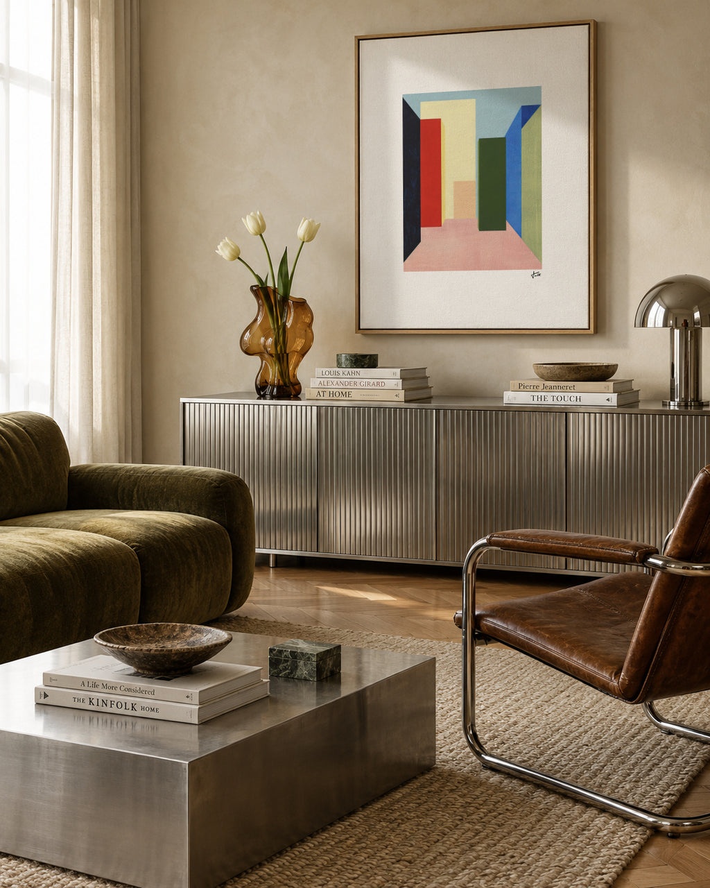 Silent Corridor I - Framed canvas in an interior