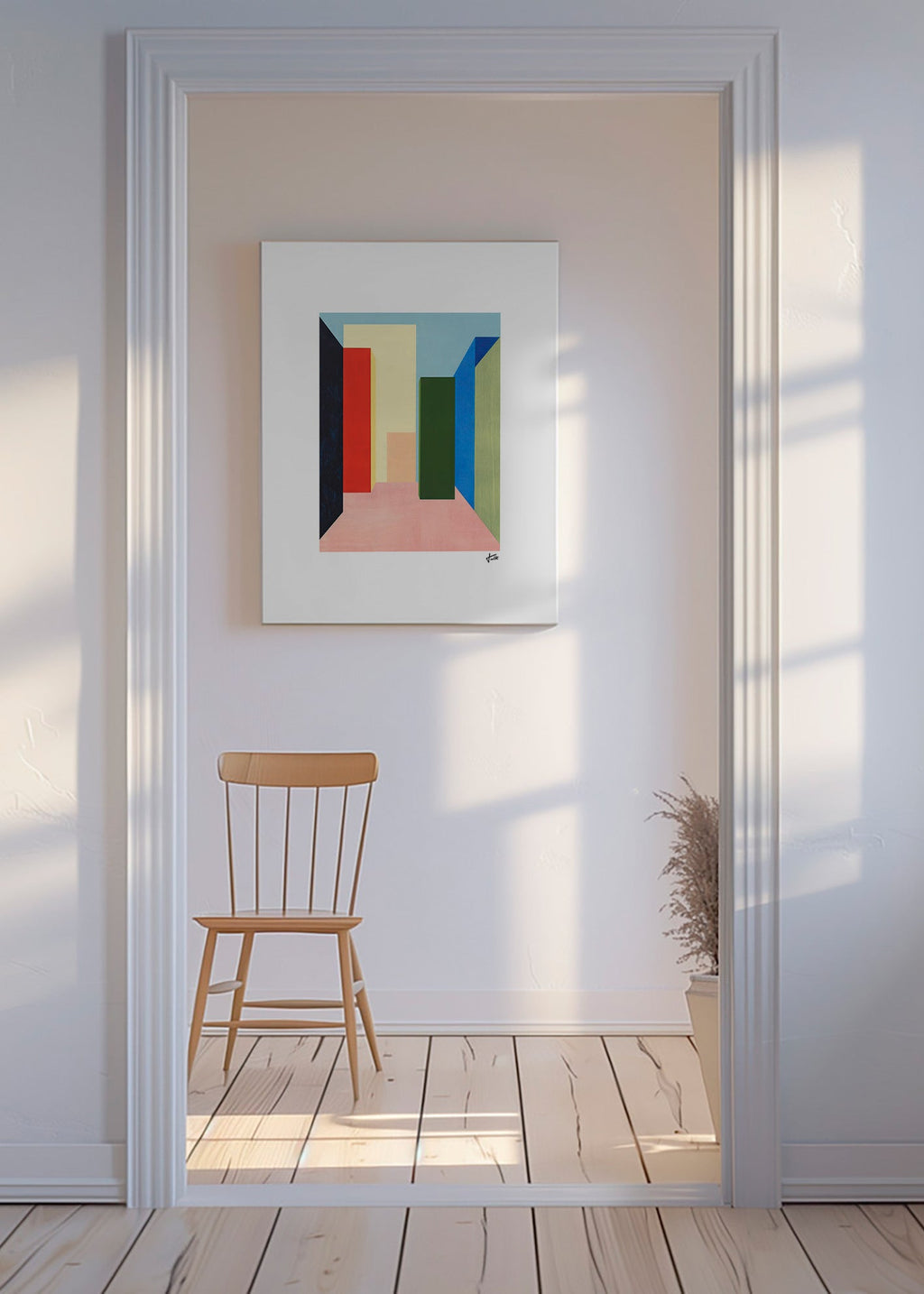 Geometrische poster kleurblok gang – Canvas