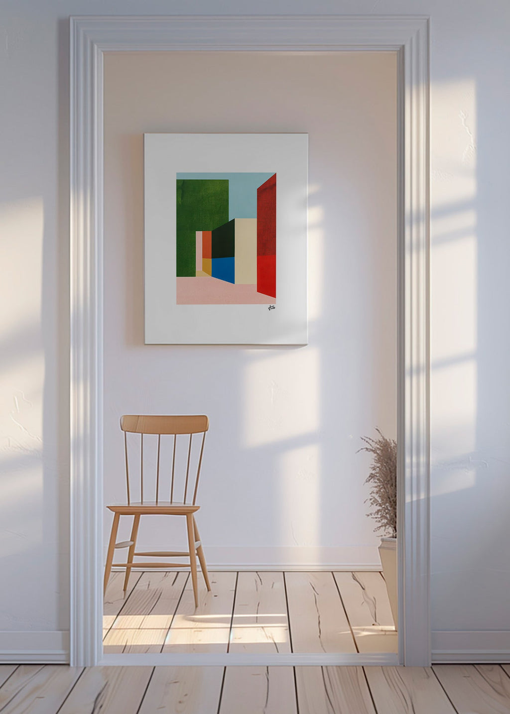 Geometrische poster met gekleurde volumes – Canvas