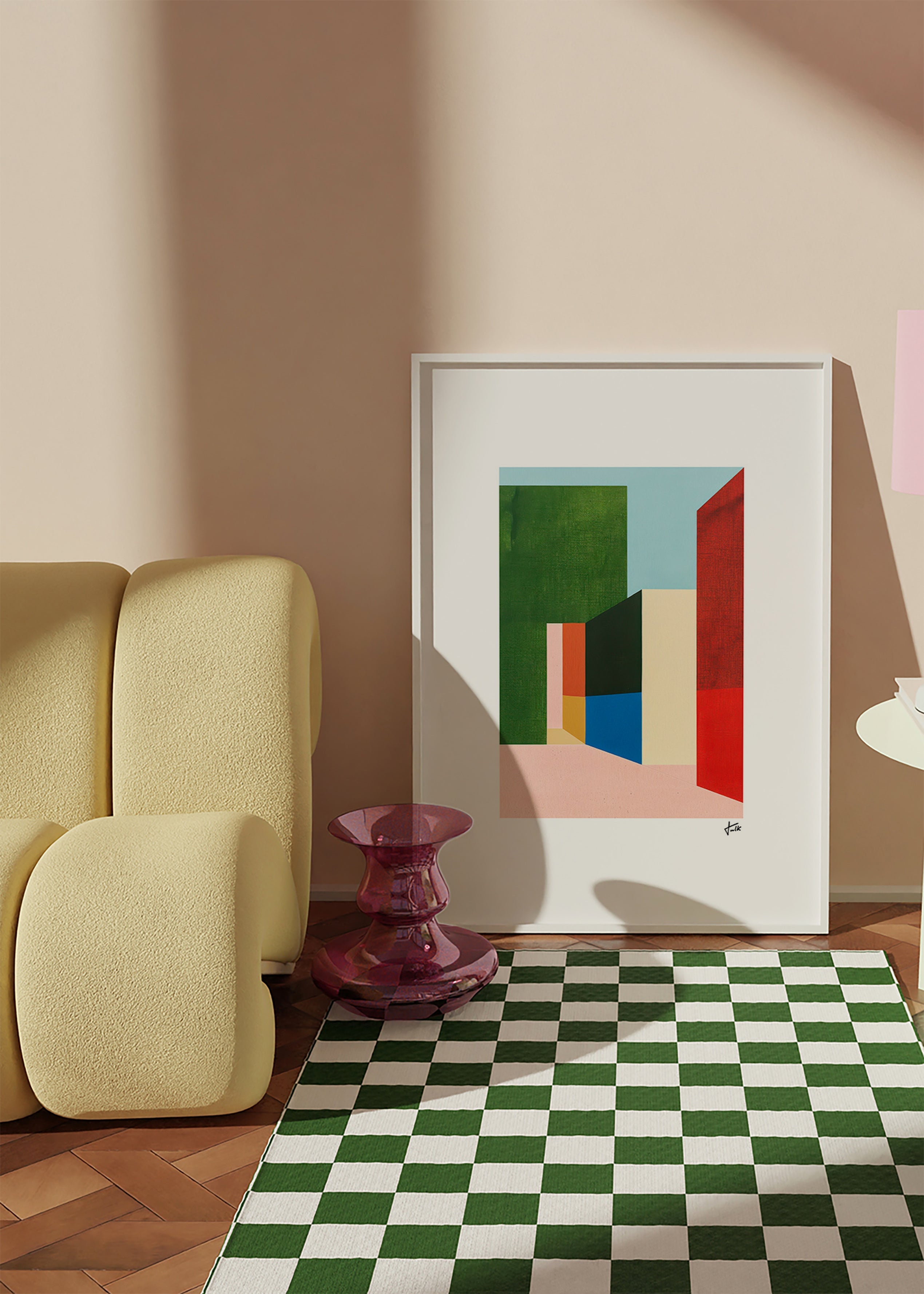 Geometrische poster met gekleurde volumes – Product1