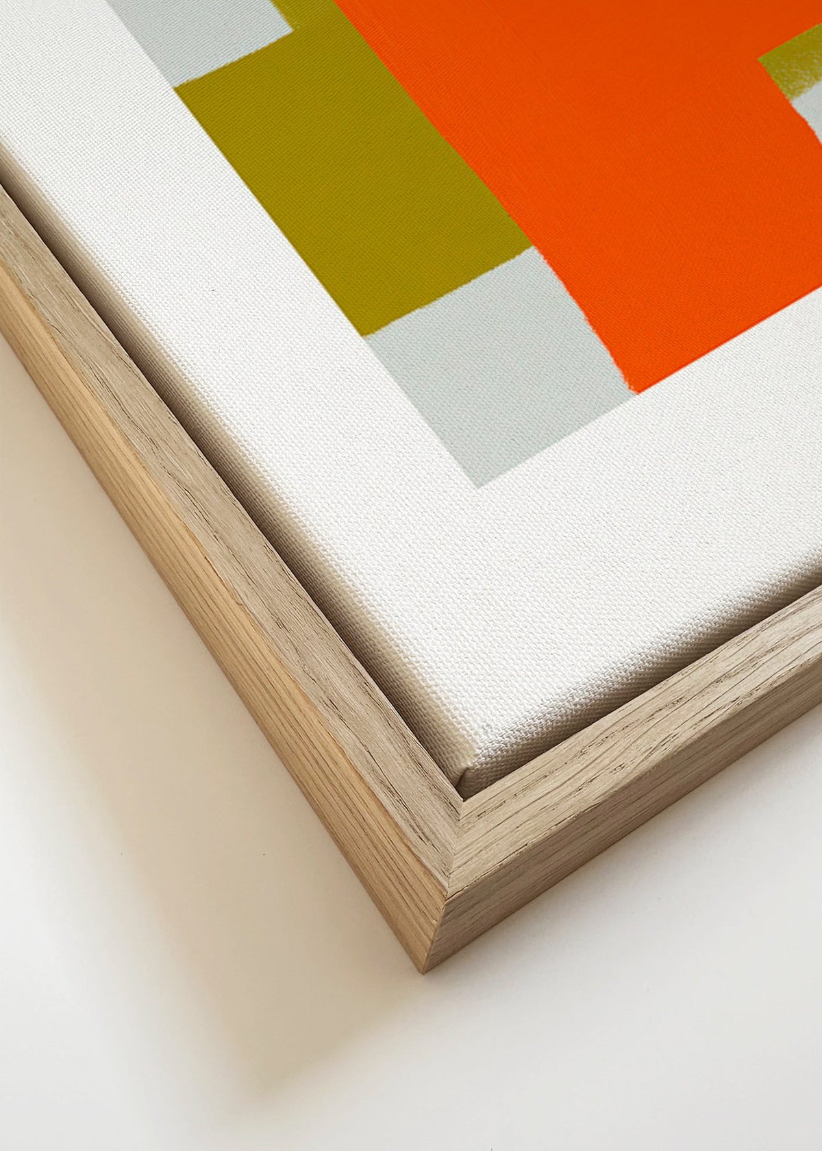 Abstract kunst oranje en groen met verticale vormen – Canvas detail