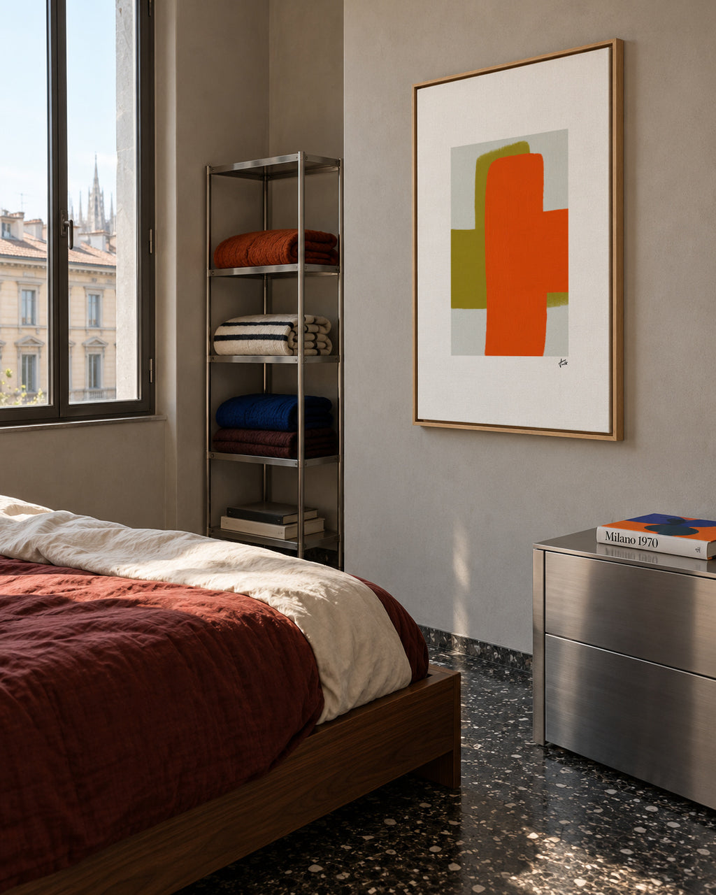Signal Orange - Framed canvas in an interior