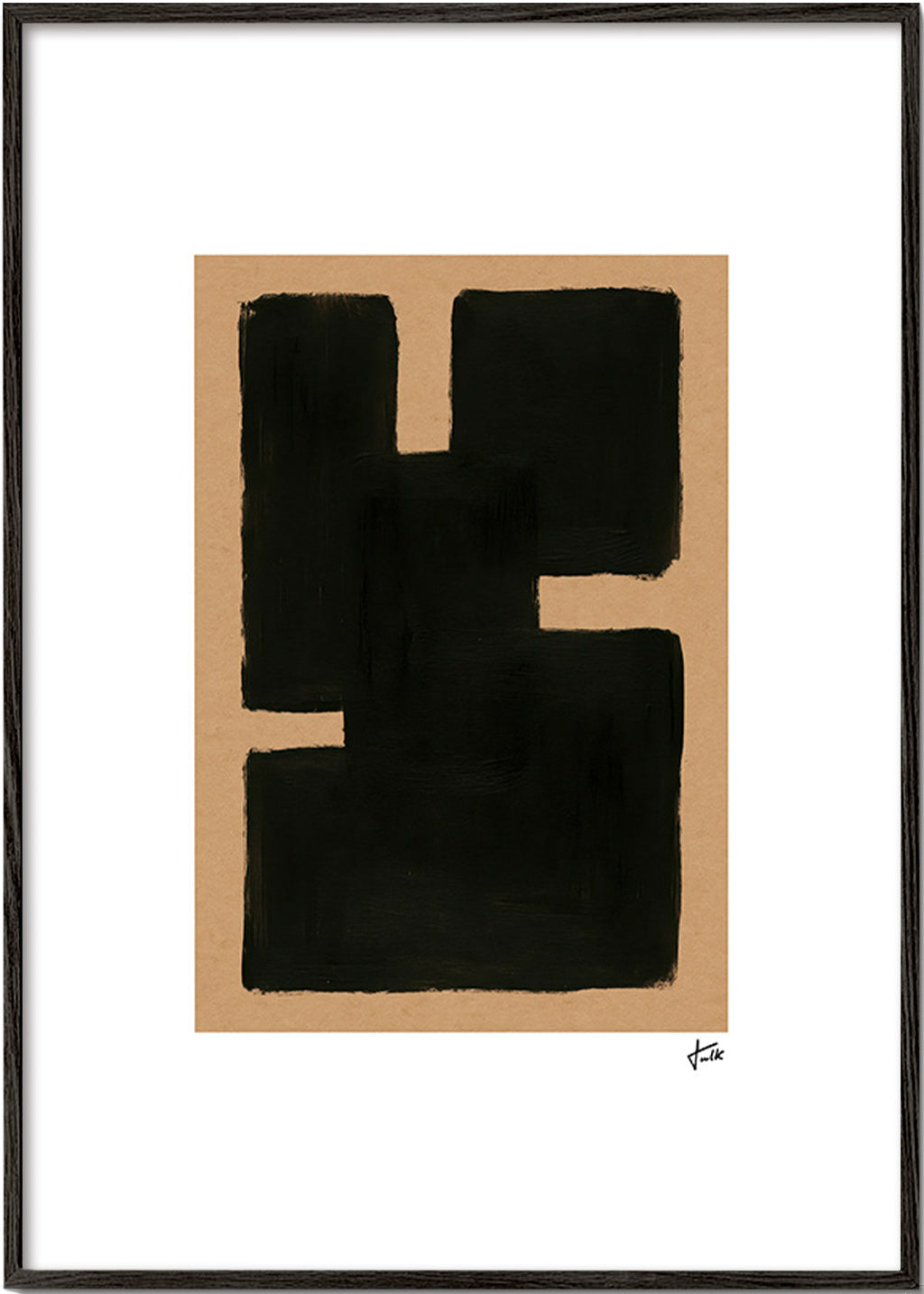 Abstract kunst met zwarte blokken op kraftpapier – Black Frame