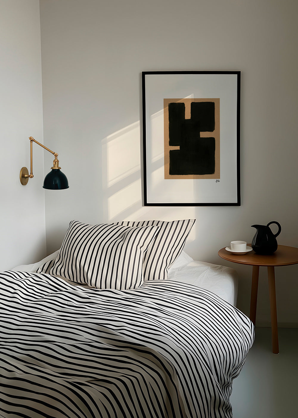 Abstract kunst met zwarte blokken op kraftpapier – Product3