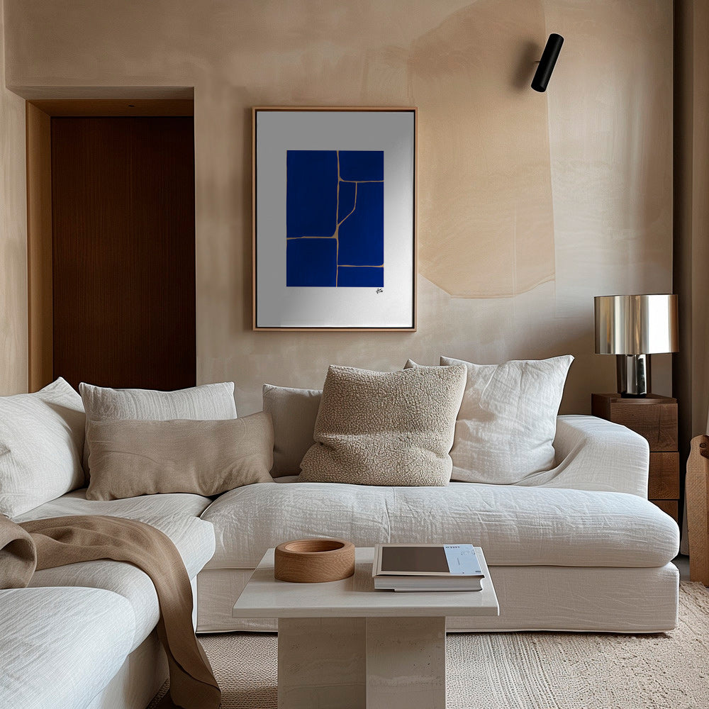 Geometrisch schilderij in diepblauw – Canvas1