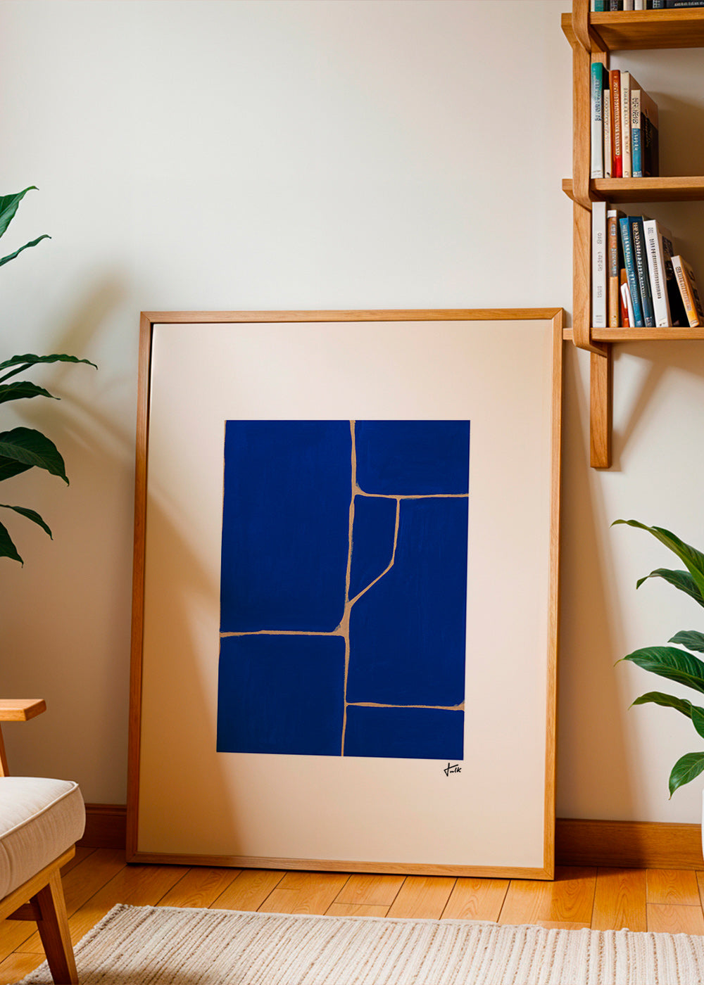 Geometrisch schilderij in diepblauw – Product1
