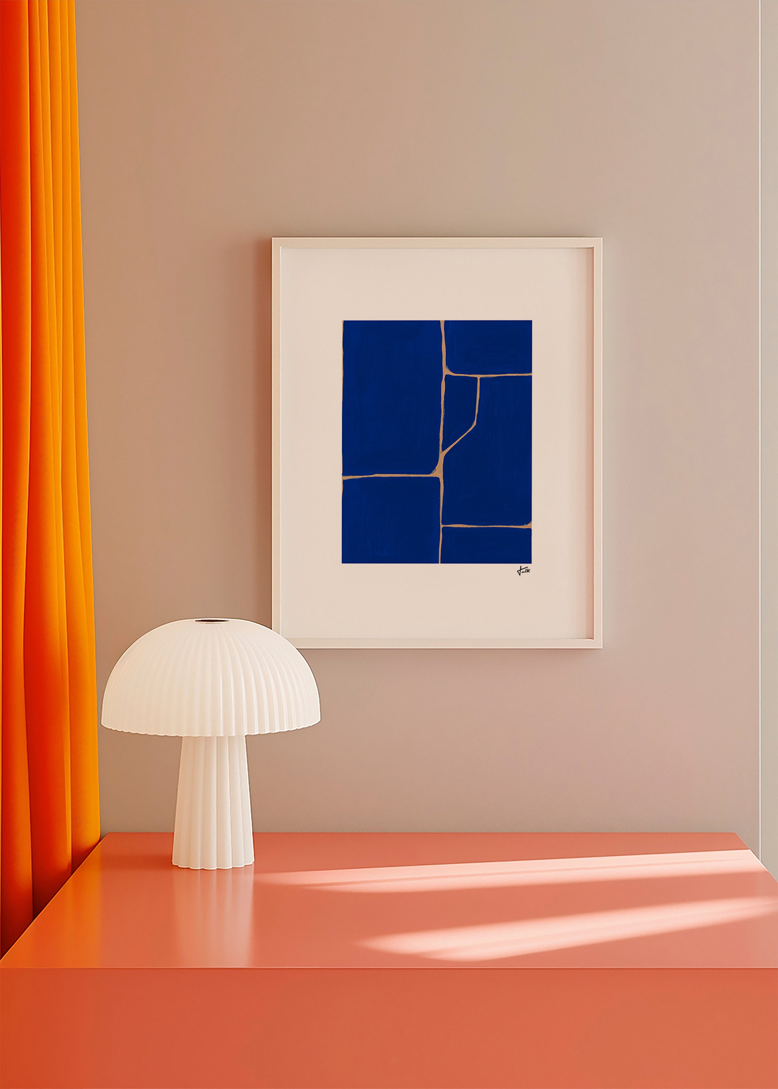 Geometrisch schilderij in diepblauw – Product2