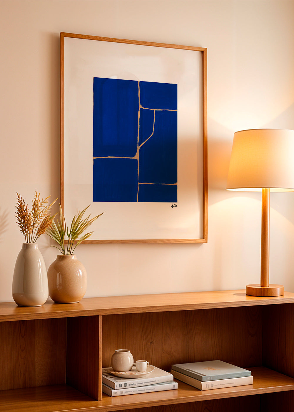 Geometrisch schilderij in diepblauw – Product3