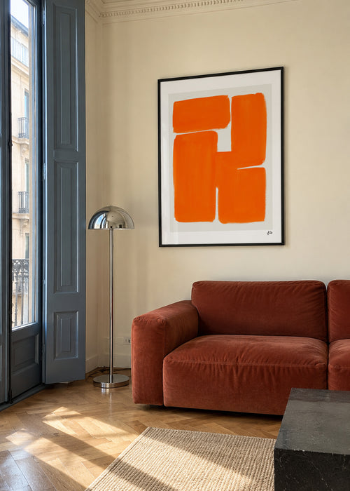Orange Blocks - Framed poster in an interior
