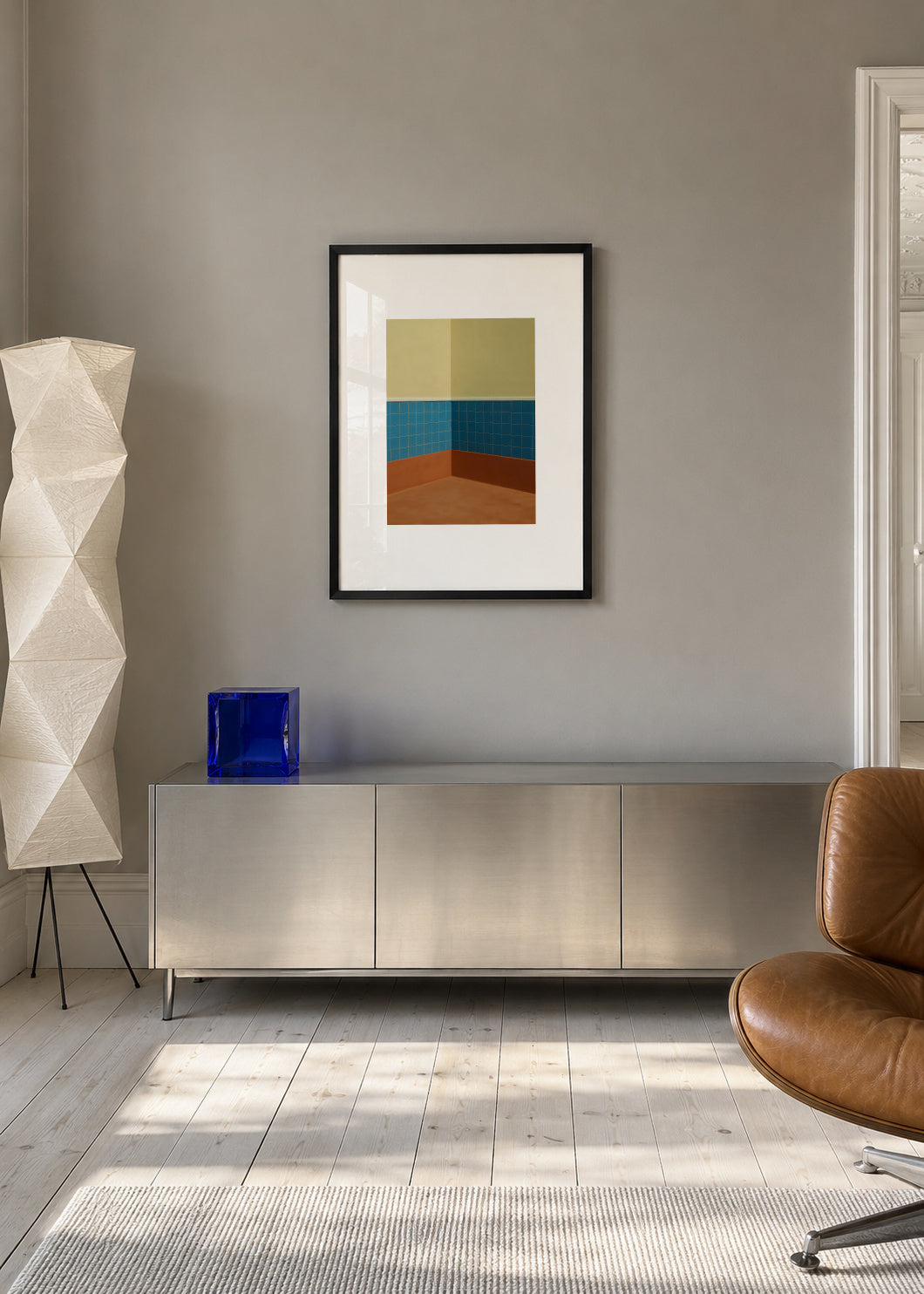 Blue Corner - Framed poster in an interior