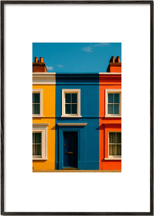 Stadsafbeelding met gevel in drie kleuren – Black Frame